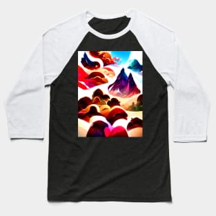 Peak of the World Fluid Abstract Pattern Baseball T-Shirt